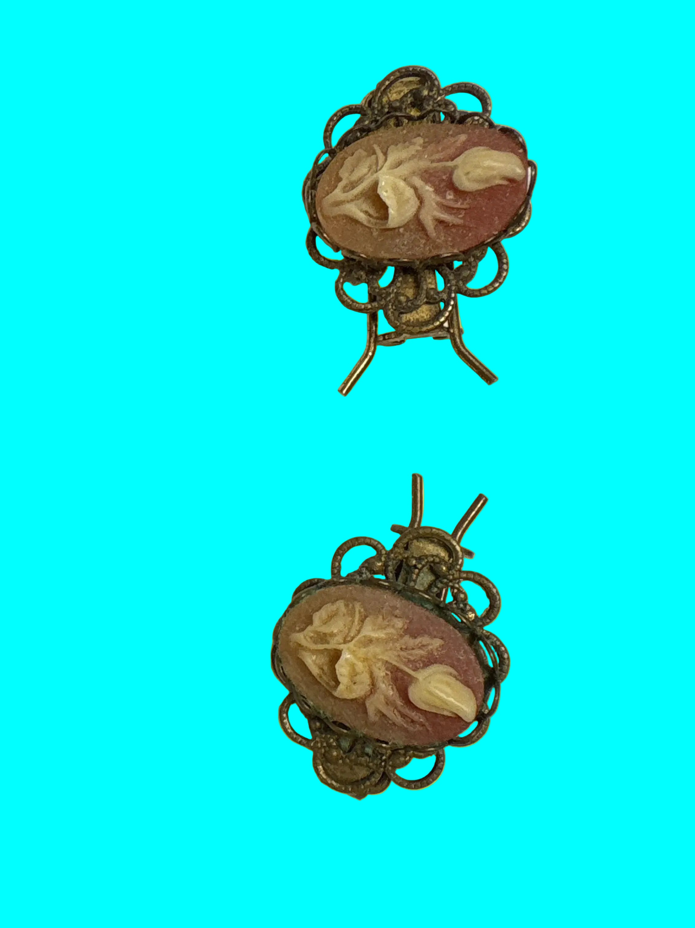 Rare Gold Tone - Whiting And Davis Carved Rose Bud Cameo Vintage. One sells for $99 on another popular site.