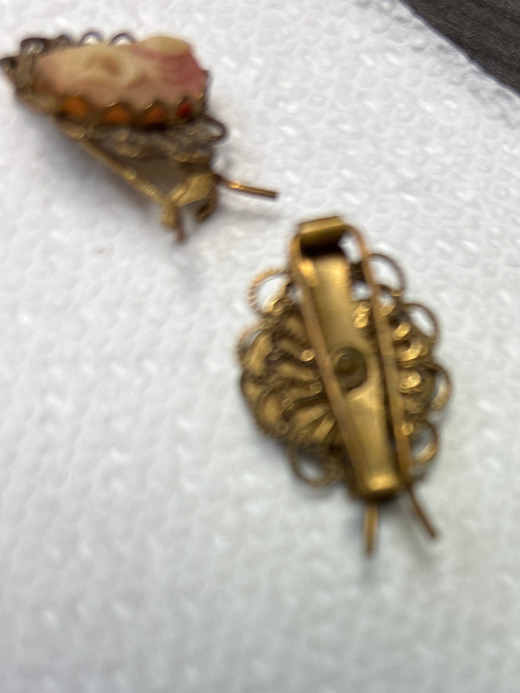 Rare Gold Tone - Whiting And Davis Carved Rose Bud Cameo Vintage. One sells for $99 on another popular site.