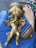 Cherub Gold Planter Home or Porch decor.